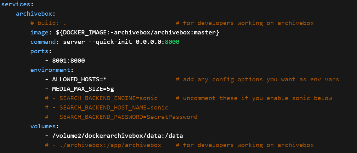 partial screenshot of the docker-compose.yaml