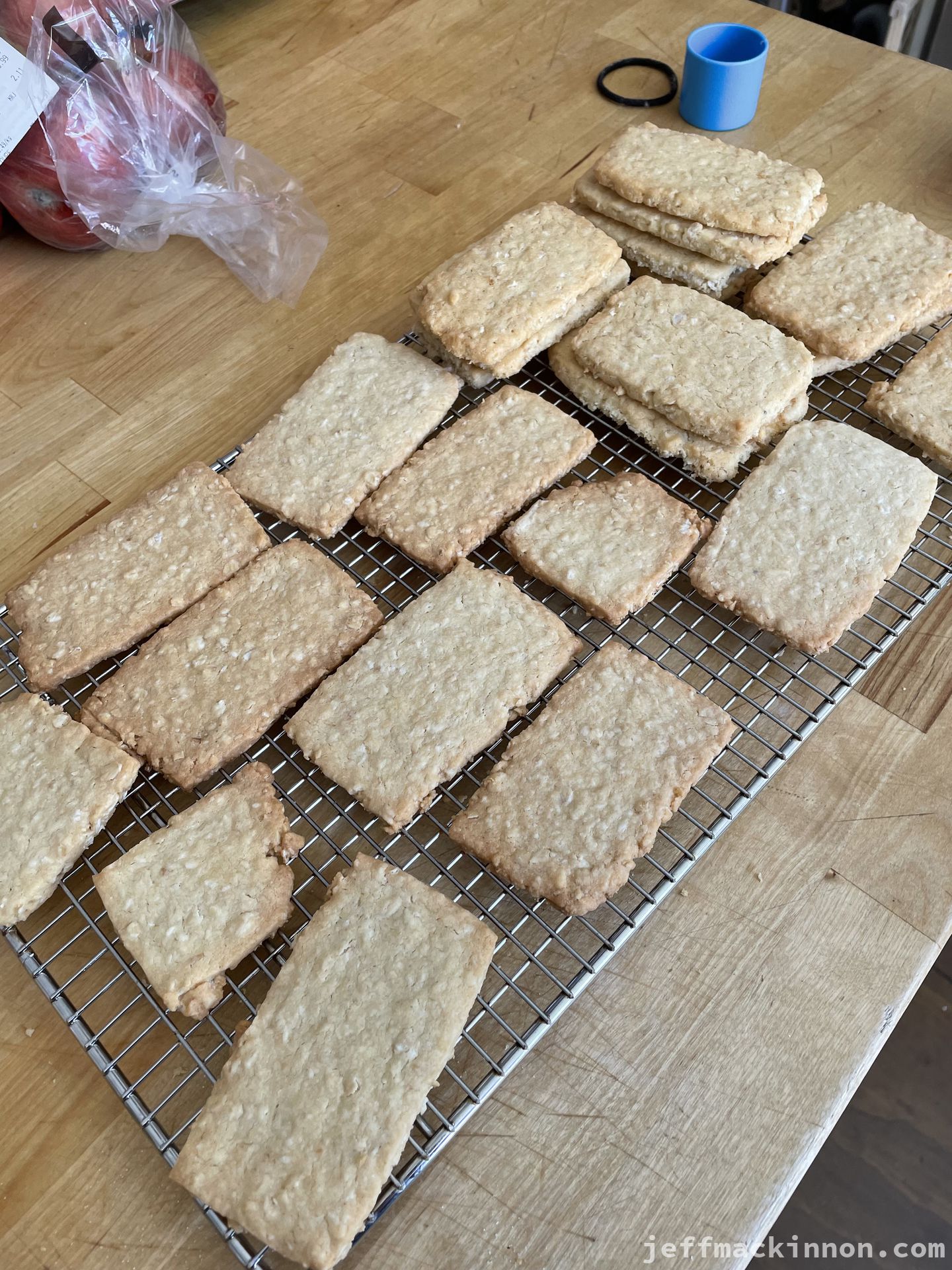 Cape Breton Oat Cakes on the cooling rake.