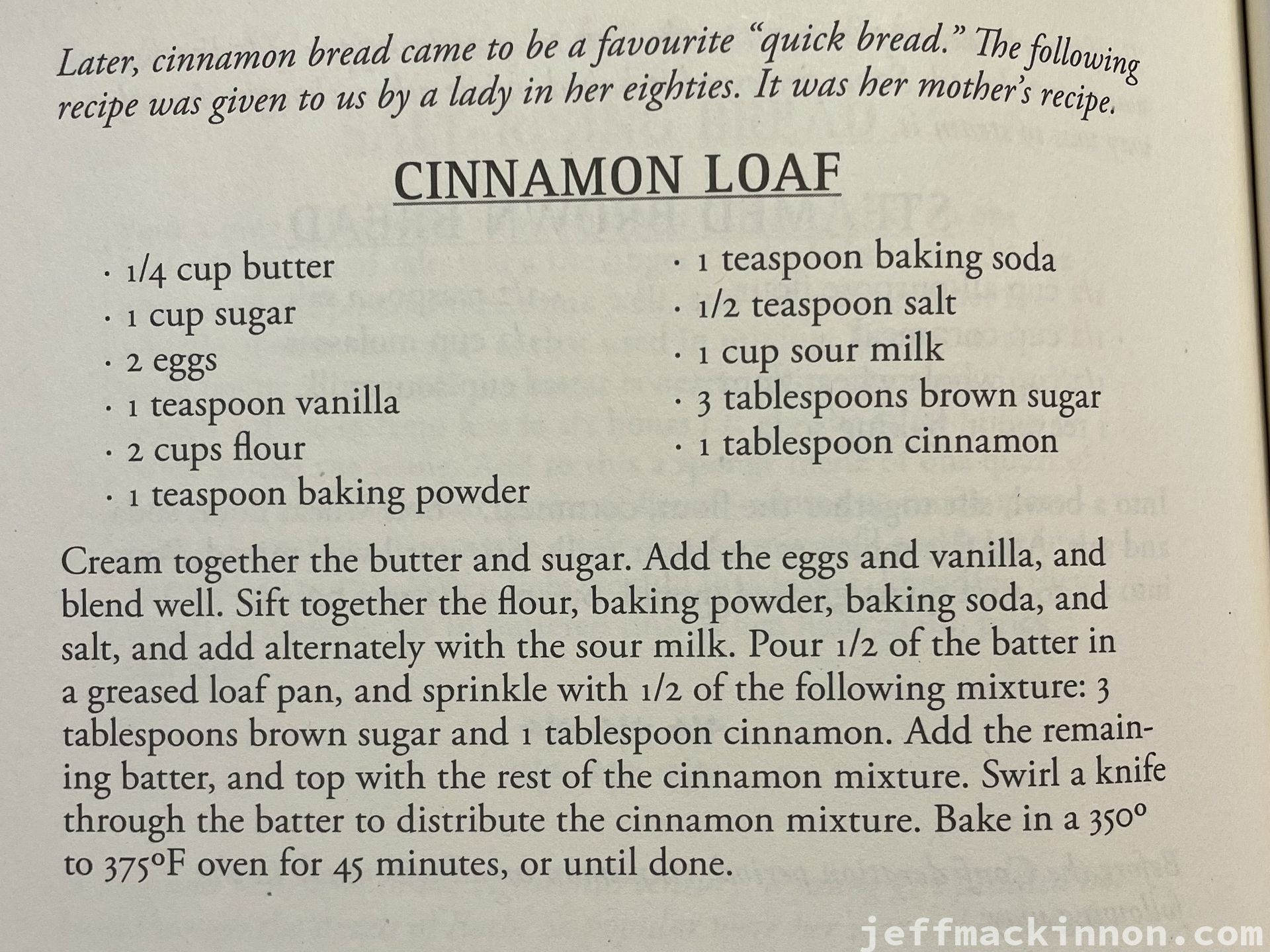 A picture of the recipe in my copy of Out of Old Nova Scotia Kitchens