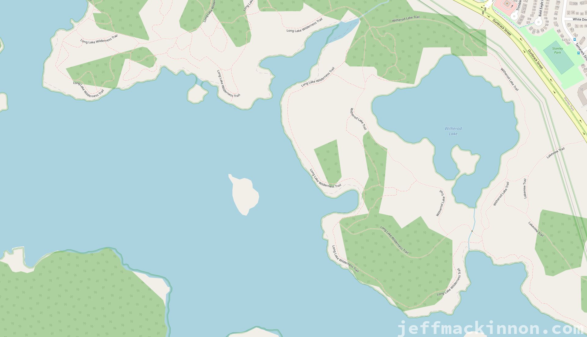 Map snippet of Long Lake, NS.