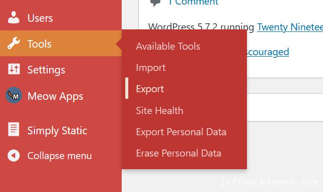 Where you create the export file.
