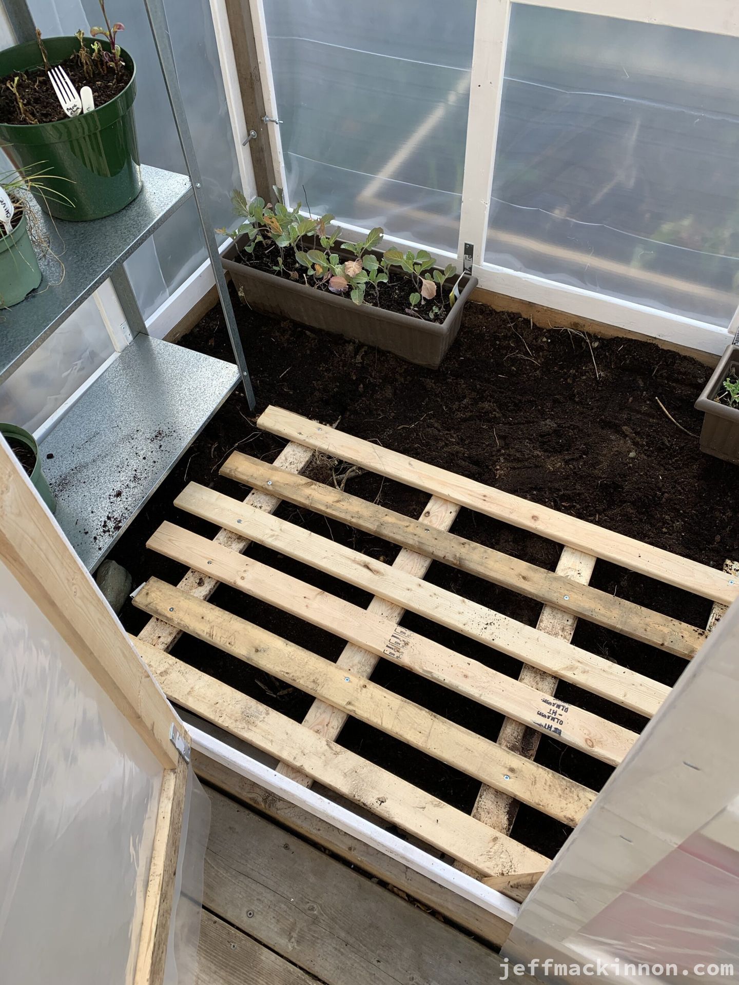 Built a floor for the greenhouse
