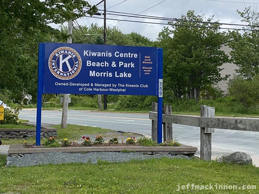 Sign at the Kiwanis Centre Beach and Park on Morris Lake