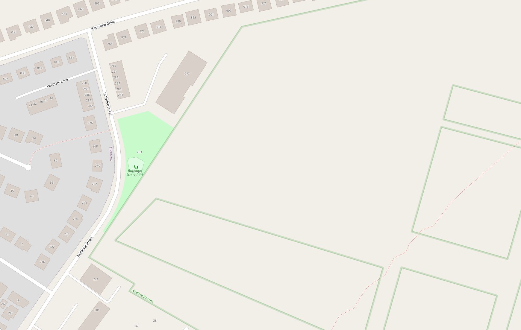 Map around the Bedford Barren